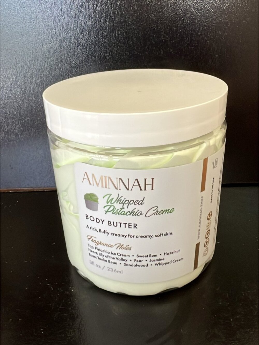 Aminnah Whipped Pistachio Creme Body Butter 8oz New